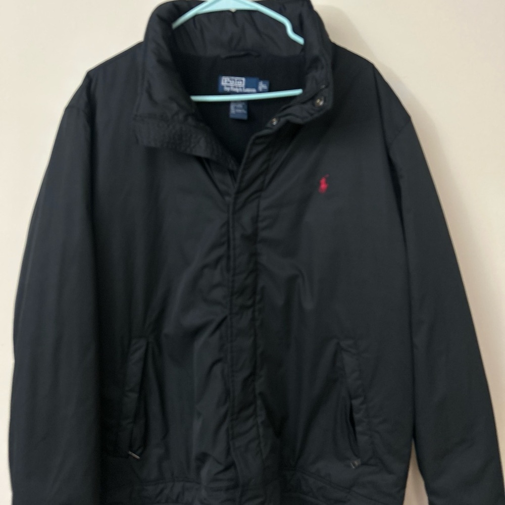 Ralph Lauren Black Windbreaker with Red Emblem